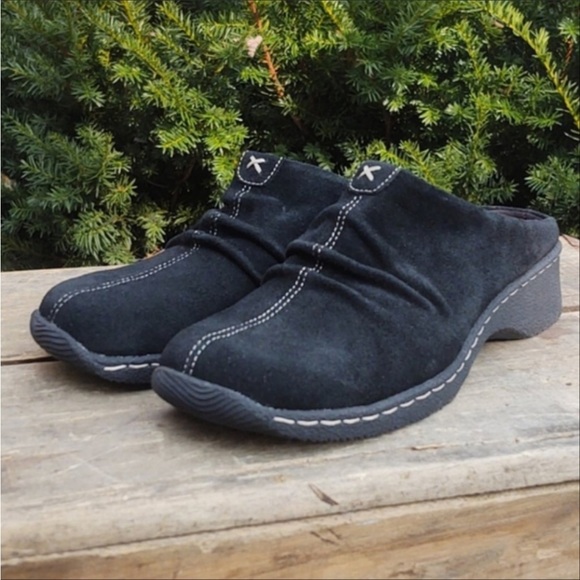 Bass Rachel Black Leather Suede Mules NWOT! Size 7 - Picture 2 of 8